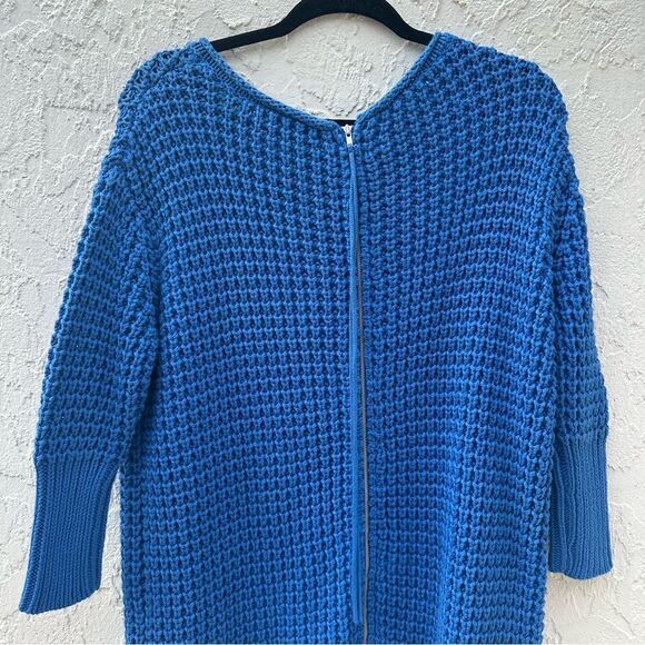 ACNE STUDIOS Sweater Women XS Shore Solid Chunky Knit Zip Blue Cotton - Picture 6 of 10